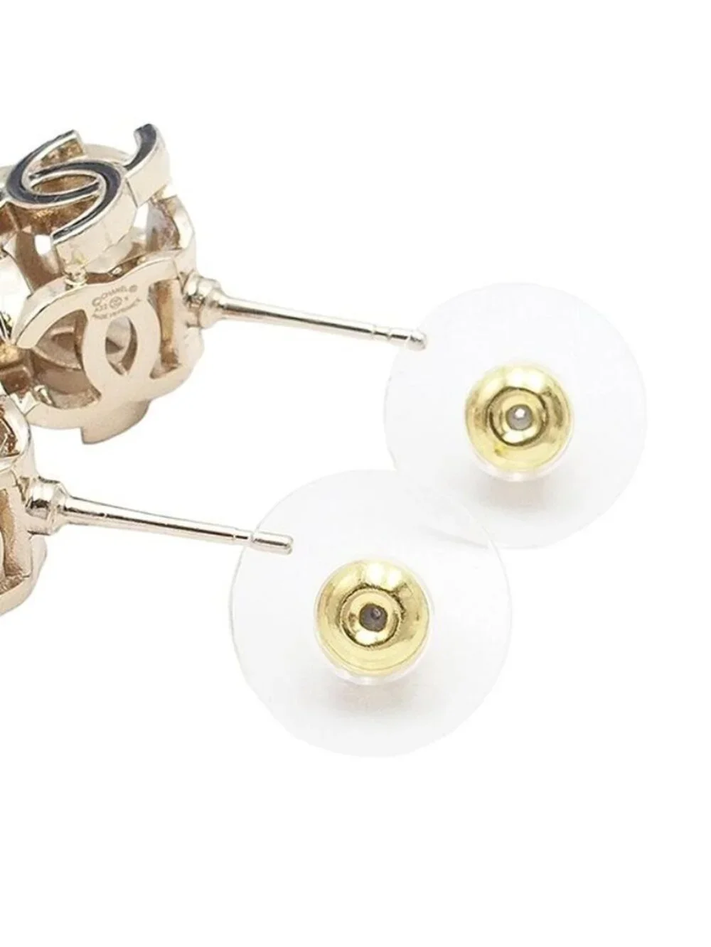 Chanel Cube Earrings Gold Black Metal Resin CC Logo